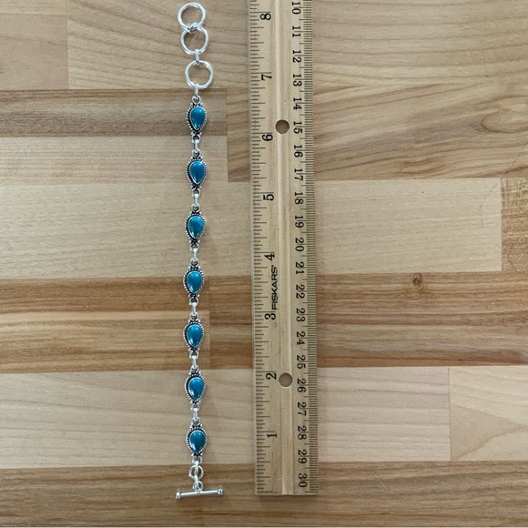 Chrysocolla Solid 925 Sterling Silver Bracelet - Picture 4 of 6